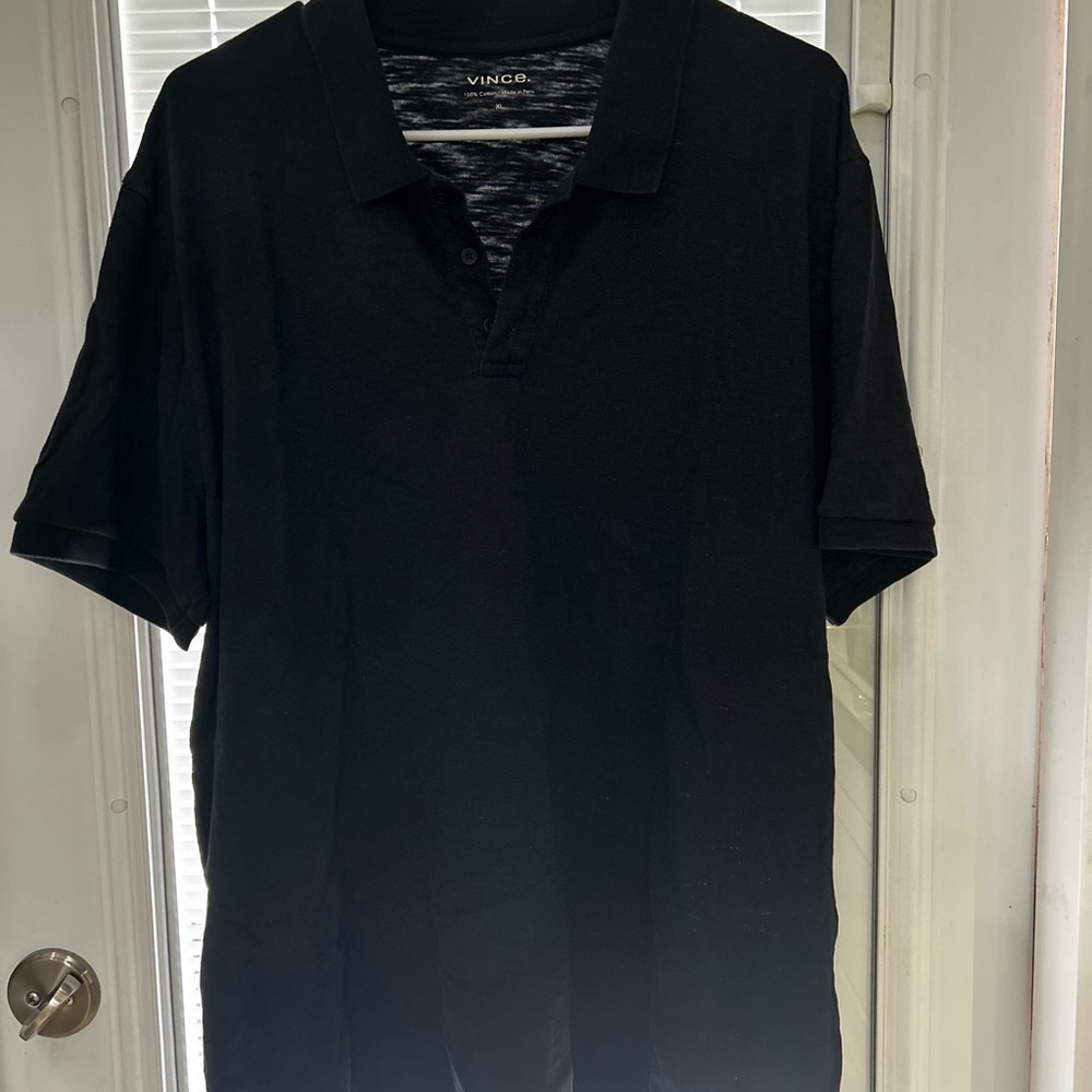 VINCE Black Men's Polo Shirt